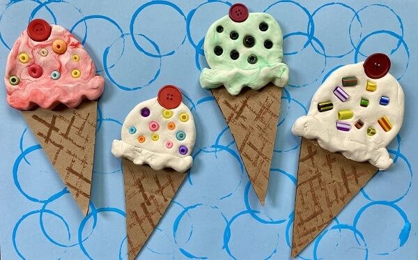 Creative Ice cream Cone Art Project Using Cardboard, Buttons & Beads