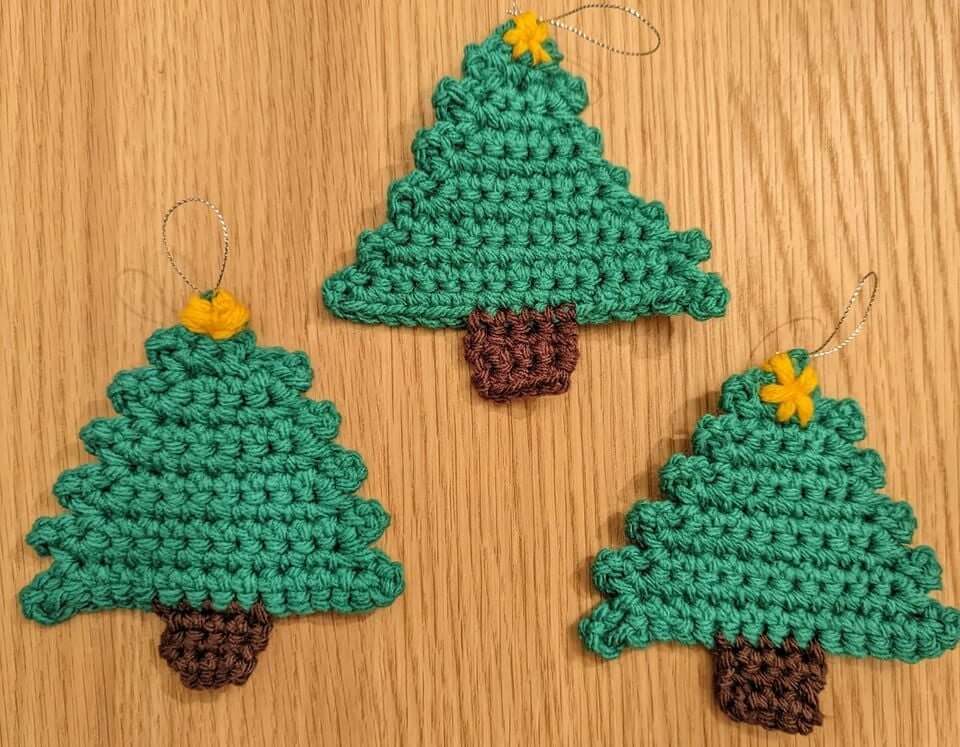 Crochet Christmas Tree Ornament Craft For Wall Hanging