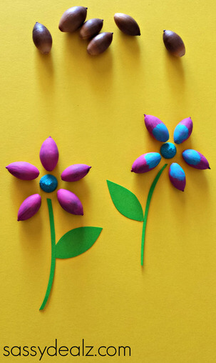 Cute Acorn Flower Spring Craft Using Construction Paper Spring Flower Crafts for Kids