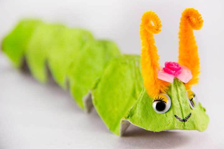 Cute & Lovely Caterpillar Craft With Egg Carton