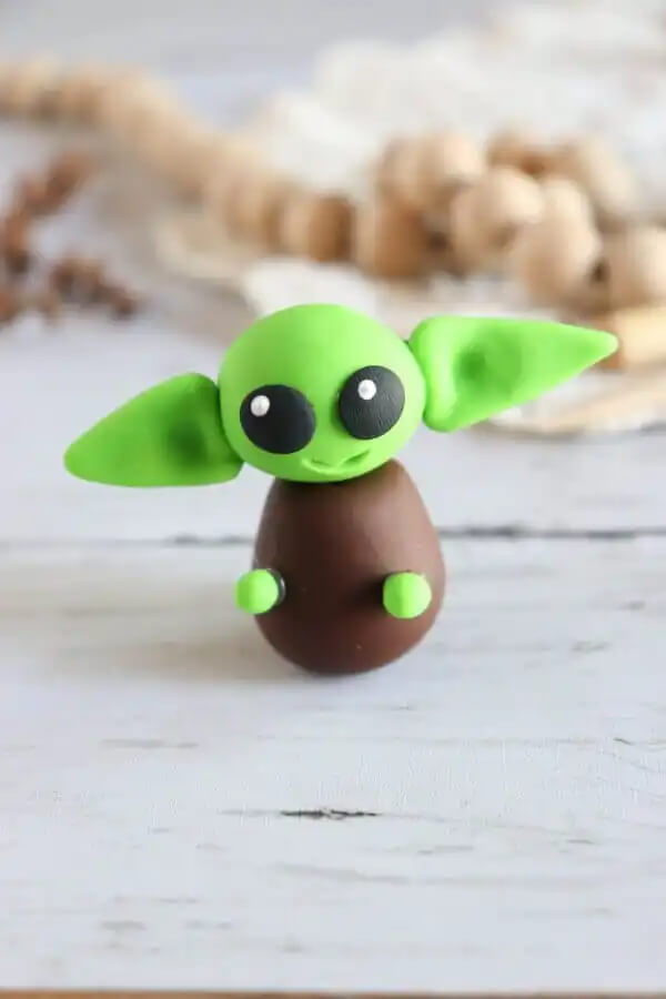 Cute Baby Yoda Polymer Clay Craft Idea for Kids