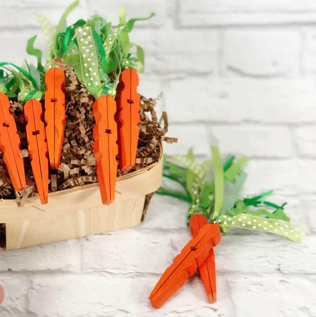 Cute Carrot Clothespin Craft For Kids