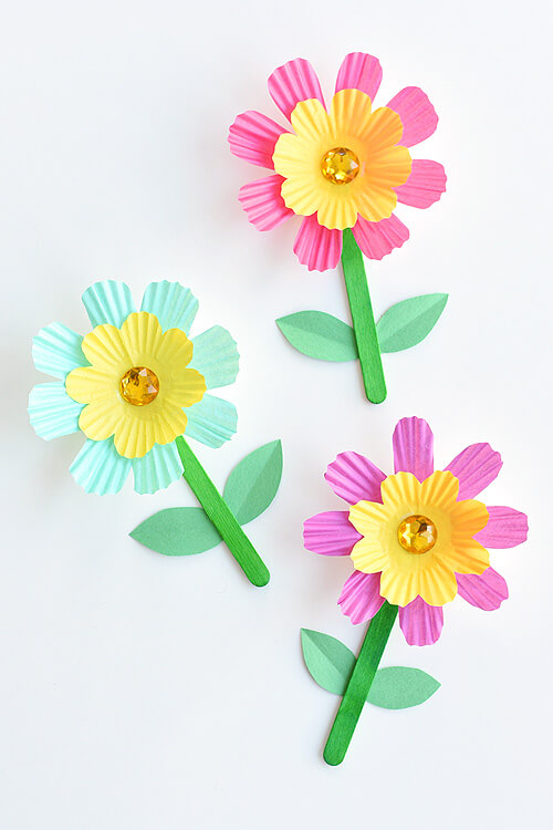 Cute Cupcake Liner Flowers Craft For Toddlers Cupcake Liner Flower Crafts For Kids