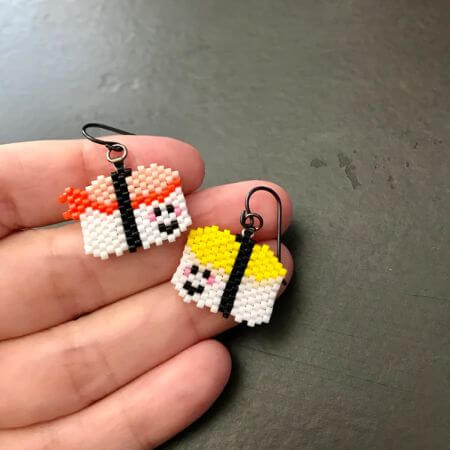 Cute Earrings Craft Using Tasty Sushi Perler Beads 