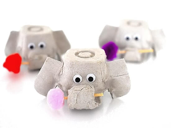 Cute Elephant Crafting Idea For Kids Using Old Egg Cartons