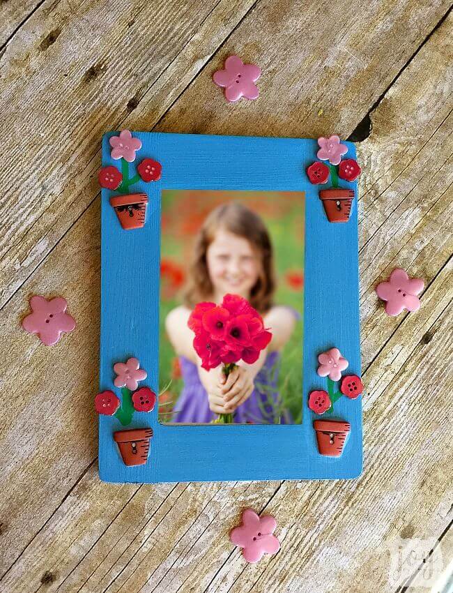 Cute Flower Button Frame Craft Idea For Mom Mother's Day Button Craft For Kids