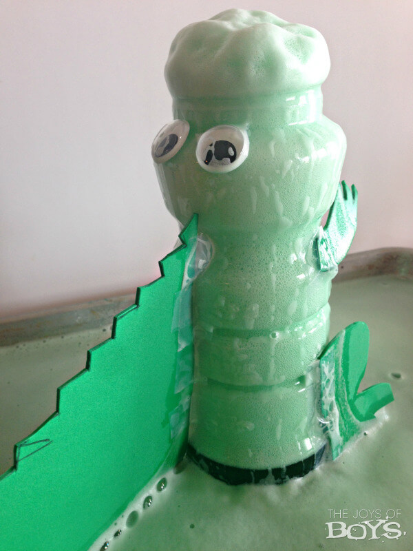 Cute Foaming Dragon With Googly Eyes & Tape For Kids Science Experiments