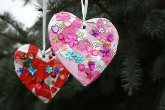 Cute Foil Heart Ornamentals Crafts For Kids