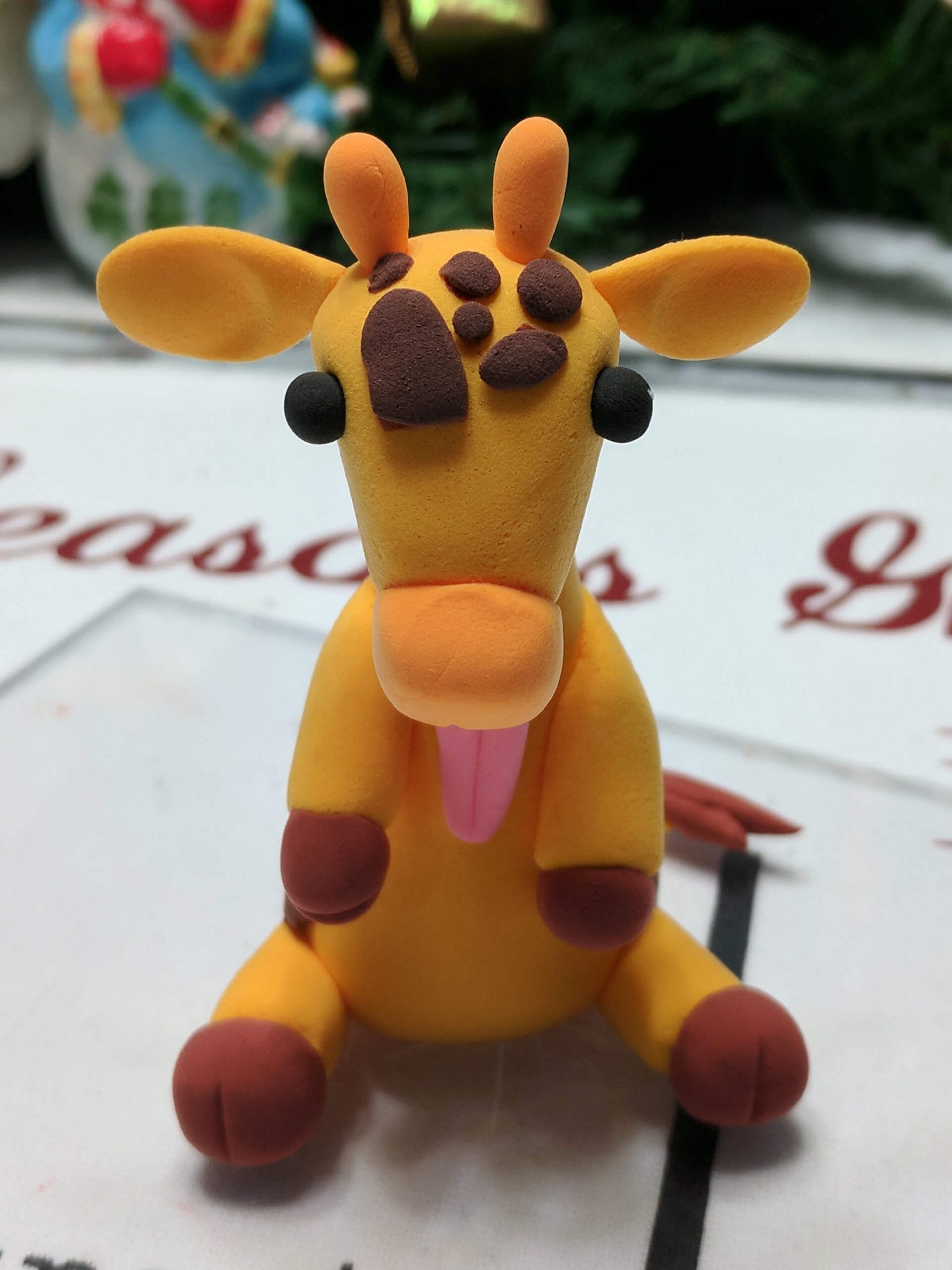Cute Giraffe Craft Using Air Dry Clay For Kids