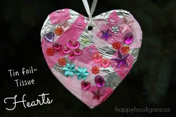 Cute Heart Decoration Craft For Valentine's Day Using Tin Foil & Tin Foil Decoration CraftsTissue Paper
