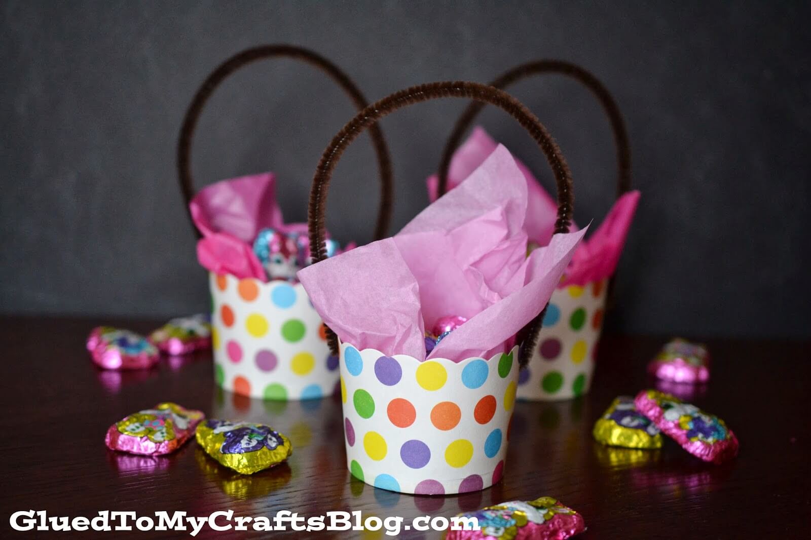 Cute Little Polka Dot Paper Cup Basket DIY For Toddlers