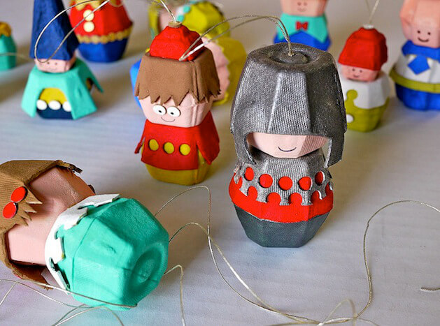 Cute Mini Puppet Ornament Craft Idea Using Egg Cartons
