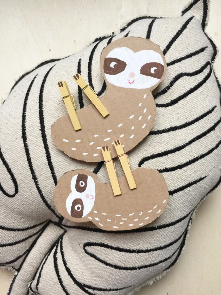 Cute Paper And Clothespin Sloth Craft For Kindergarten Clothespin Crafts for Kindergarten