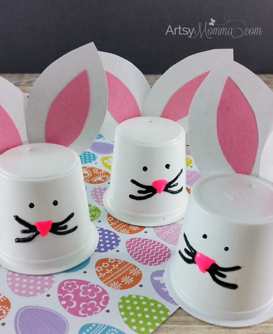 Cute Paper Cup Easter Bunny DIY For Preschoolers