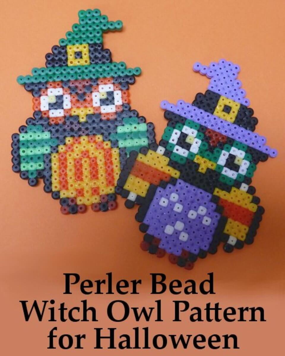 Cute Perler Bead Witch Owl Pattern Craft For Halloween