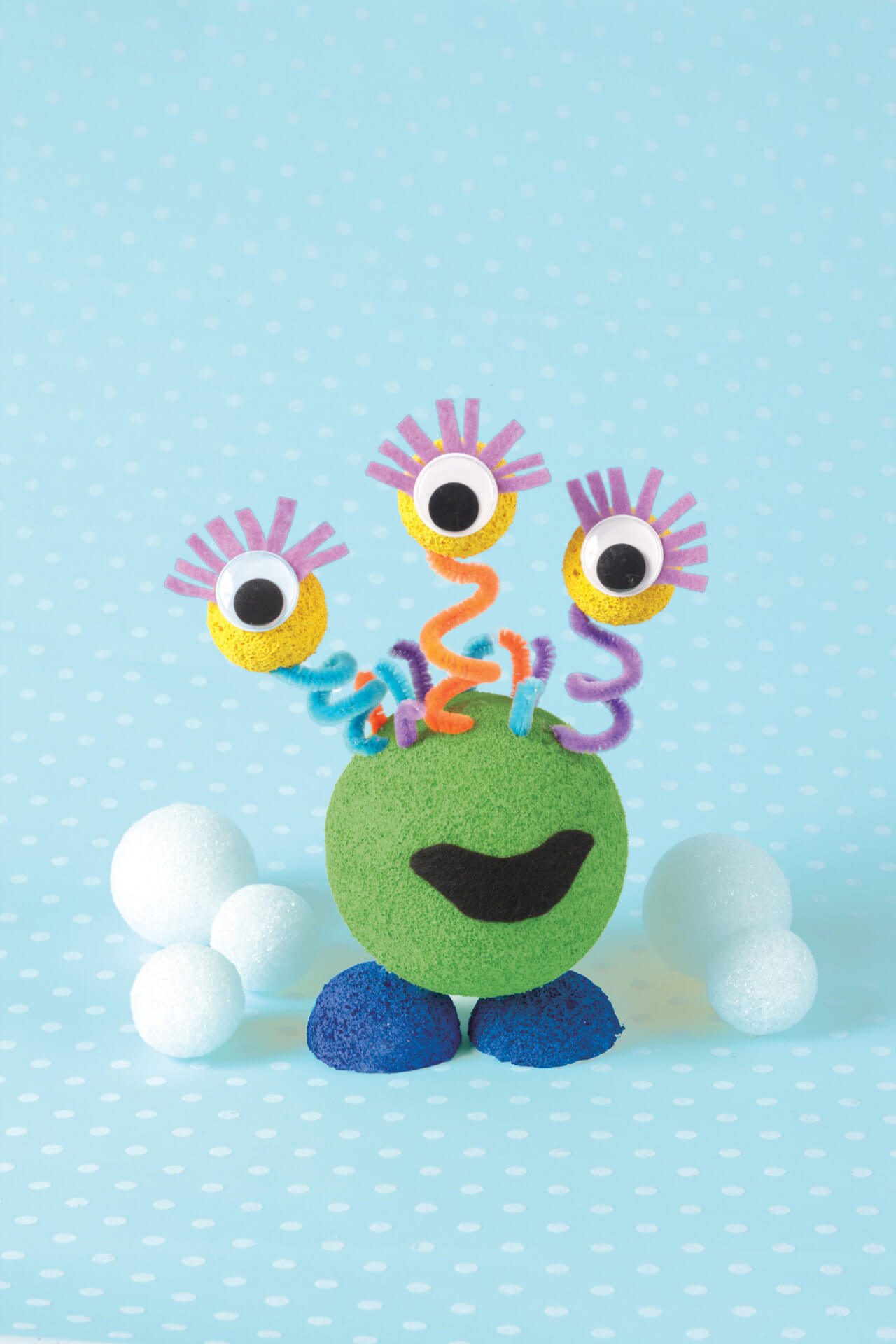 Cute Styrofoam Ball Monster Craft Idea Kindergartners