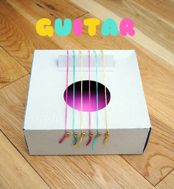 Tissue Box And Colorful Rubber Bands Mini Guitar Crafts For Toddlers Tissue Box Guitar Crafts