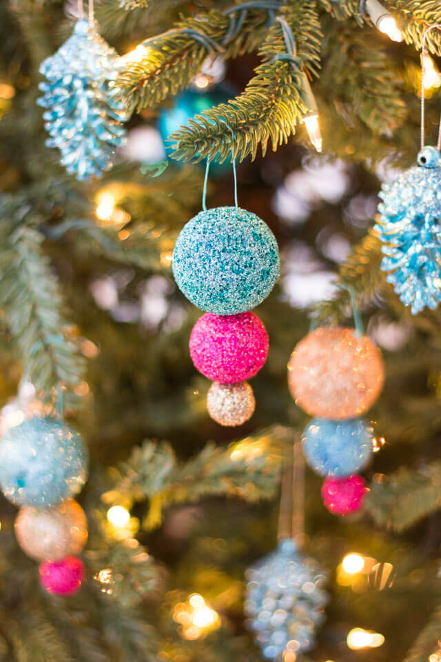 DIY Adorable Glitter Styrofoam Ball Christmas Ornament Craft Idea Styrofoam Balls Crafts &amp; Ornaments for Christmas