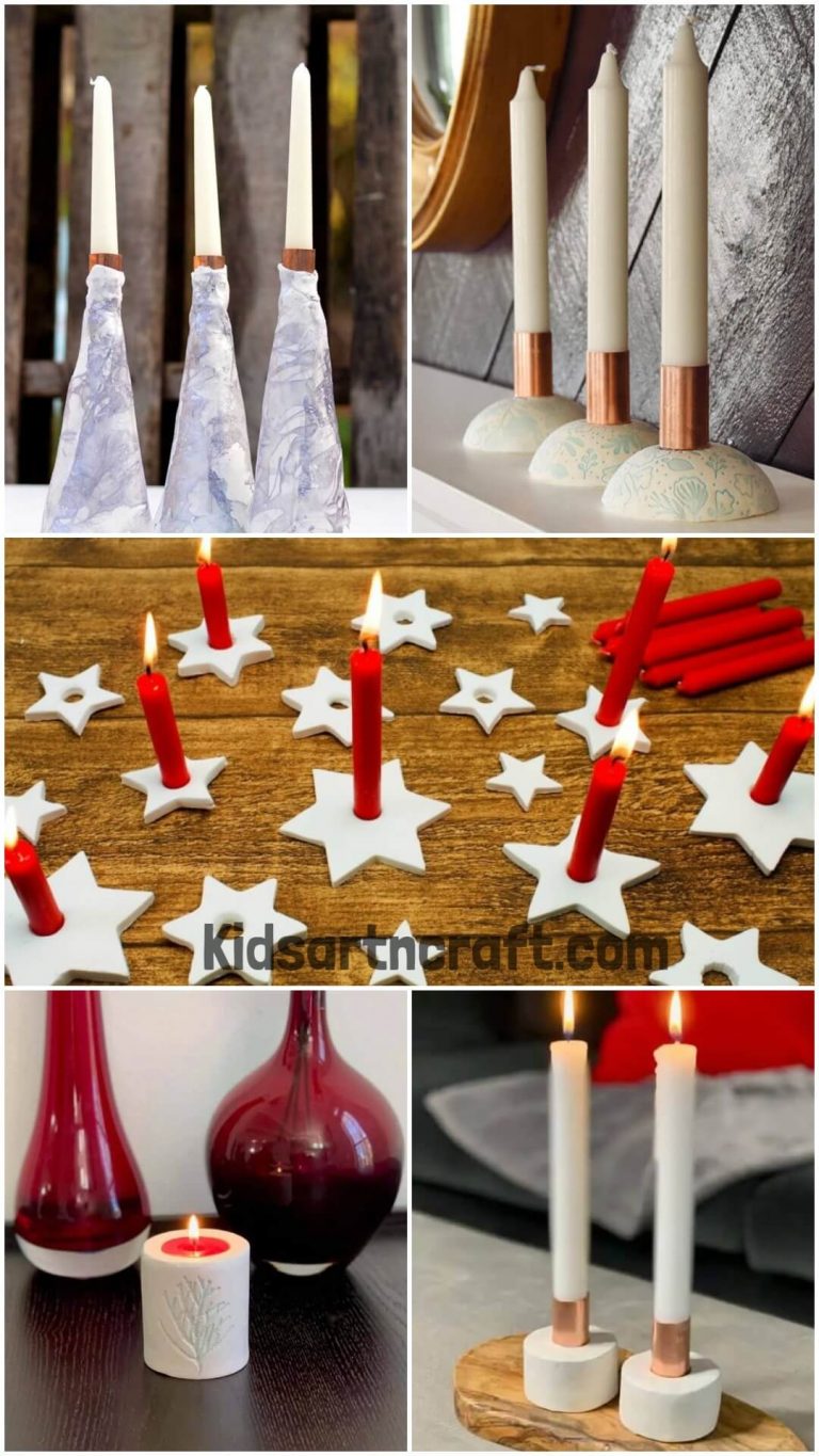 DIY Air Dry Clay Candlestick Holders Kids Art & Craft
