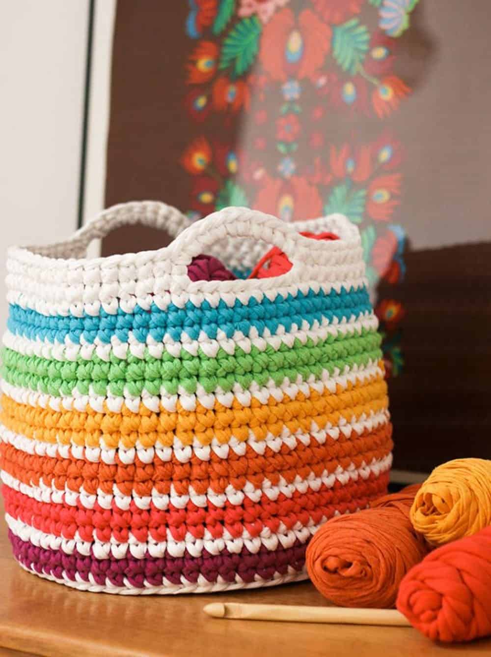 DIY Amazing Rainbow Basket Craft IdeaCrochet DIY Gift Ideas