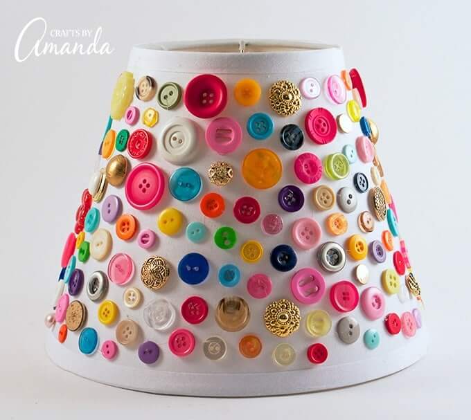 DIY & Easy Button Lamp Shade Decoration Craft Project For Adults