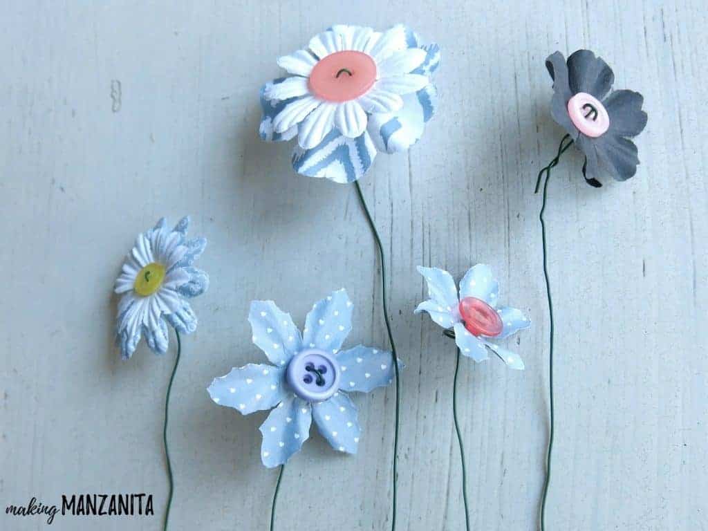 DIY Button Flowers Decoration At Home For Mom Mother's Day Button Craft For Kids