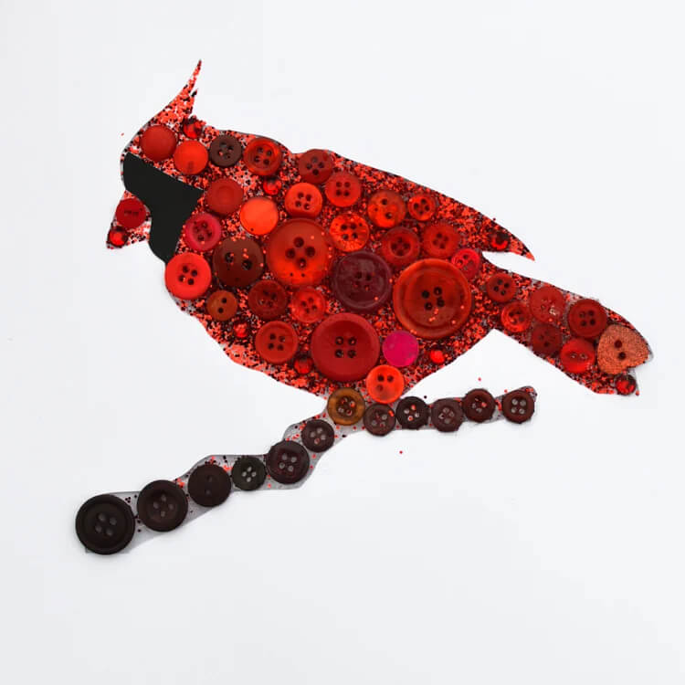 DIY Cardinal Button Bird Craft For Home Decor 