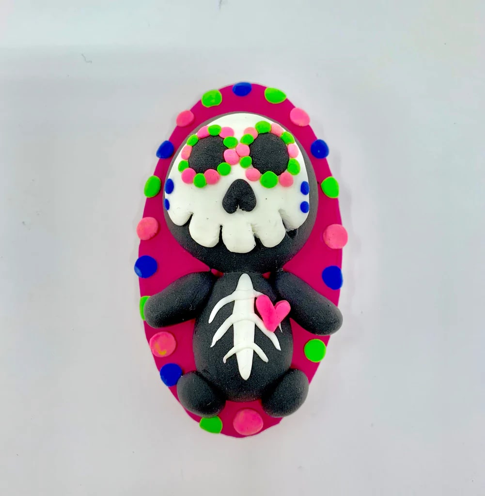 DIY Colorful Air Dry Clay Skeleton For Halloween