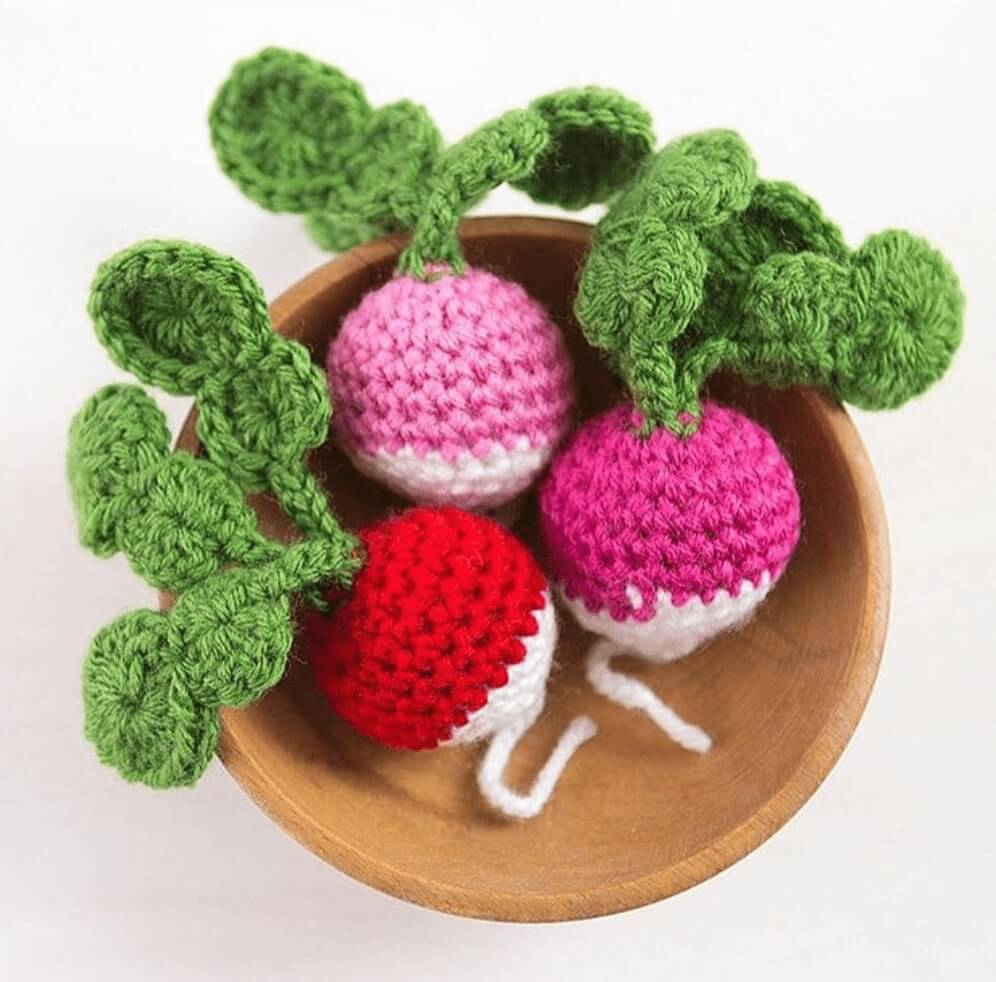 DIY Crochet Radish Craft Idea Crochet Vegetable Patterns 