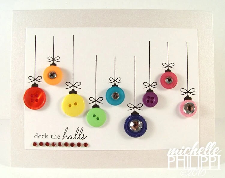 DIY Easy Button Christmas Ball Card Idea DIY Winter Button Crafts