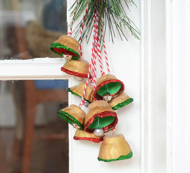 DIY Easy Egg Carton Jingle Bells Christmas Decorative Idea