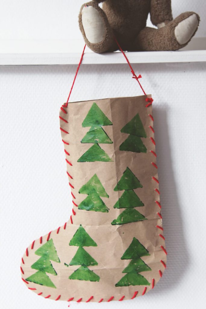 DIY Easy Paper Bag Stocking Craft For Christmas Eve
