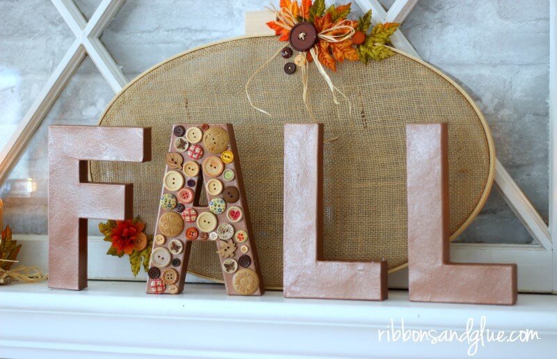 DIY Fall Button letter Decoration Craft At Home Fall Button Crafts(19 images)