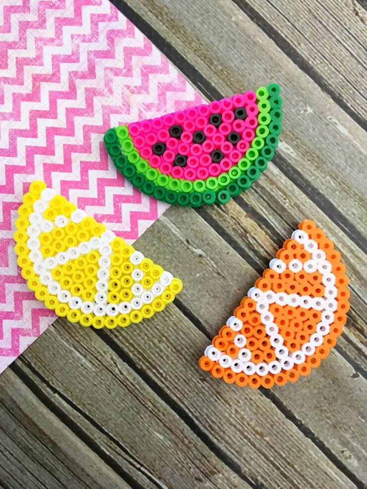 DIY Fruit Perler Bead Magnet Craft With Free Printable TemplateEasy Perler Bead Patterns Anyone Can Do