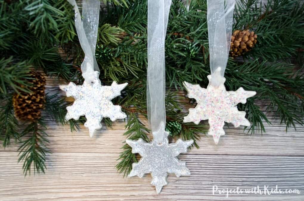 DIY Glitter Snowflake Clay Ornaments For Kids To Makeair dry clay projects for kids