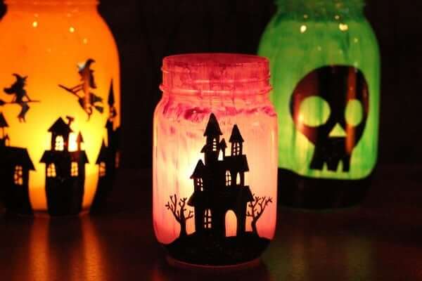 DIY Halloween Luminaries Using Glowing Mason Jars Glow in the Dark Activities for Kids