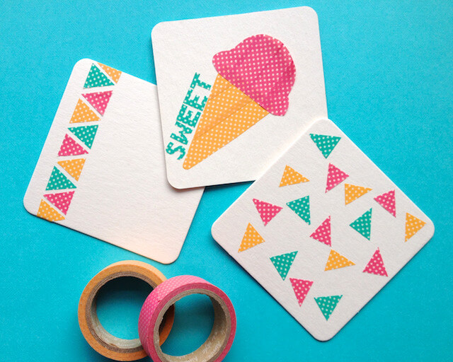 DIY Ice Cream Themed Washi Tape Coasters
