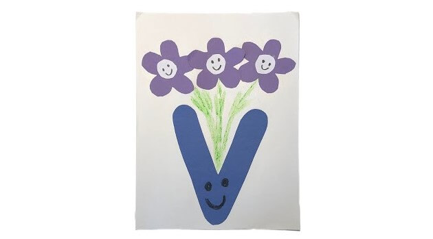 DIY Letter V For Vase Craft With Flowers