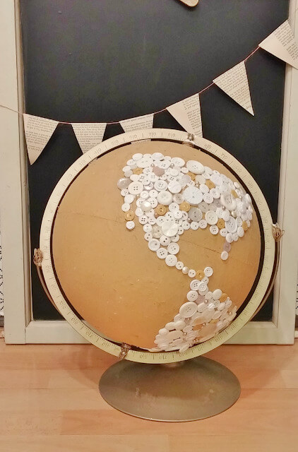 DIY Naked Button Globe Craft Project For Kid's Room Button Decoration Ideas For Home