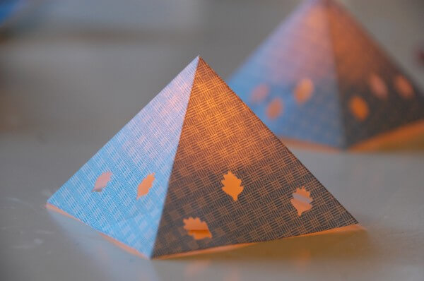 DIY Paper Pyramid Lantern Craft Idea For Winter