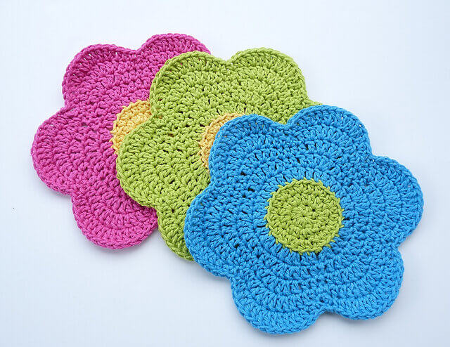 DIY Pretty Flower Design Crochet Dishcloths Crochet Dishcloth Patterns