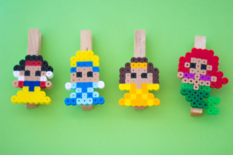 DIY Princesses Chip Clips Craft Project With Colorful Perler Beads