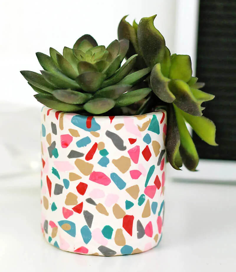 DIY Terrazzo Planter Gift Made With Clay For Kids
