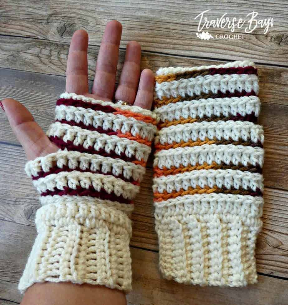 DIY Unique Striped Fingerless Gloves Pattern Crochet Fingerless Gloves Patterns 