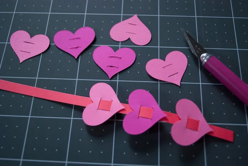 DIY Valentine's Day Heart Bracelet Made With Paper & Washi Tape