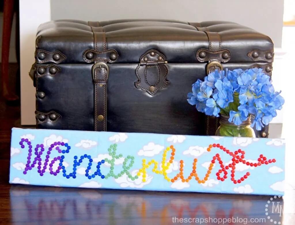 DIY Wanderlust Rainbow Button Art Project At Home