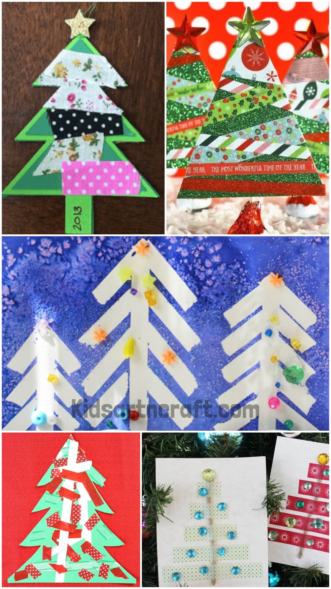 DIY Washi tape Christmas Tree craft for kids