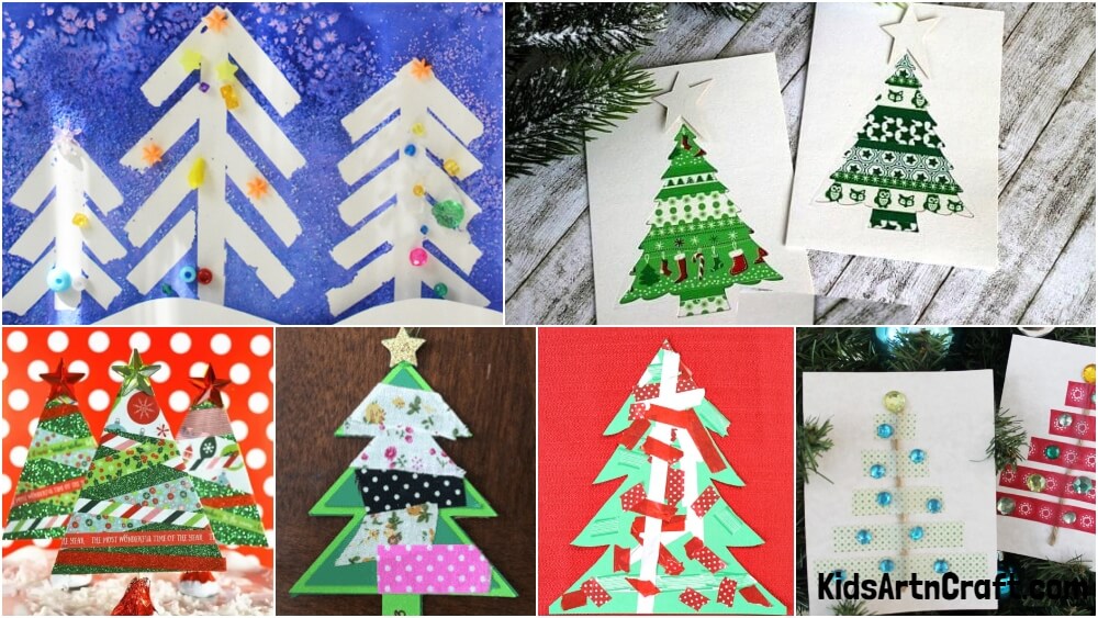 DIY Washi Tape Christmas Tree Crafts For Kids - Kids Art & Craft
