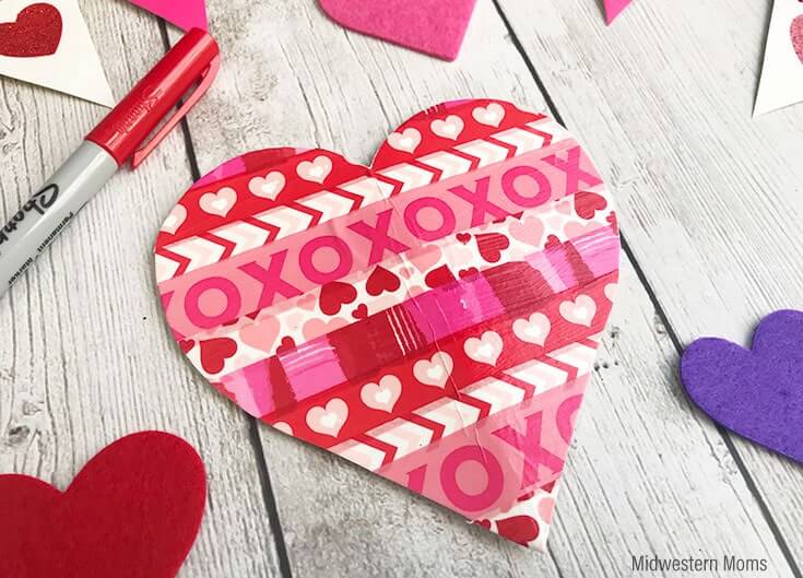 DIY Washi Tape Heart-Shaped Valentine Card Easy Washi Tape Craft for valentine's day