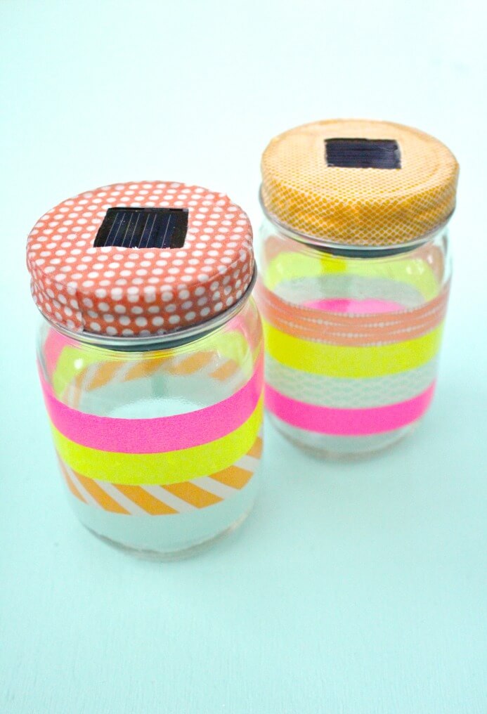 DIY Washi Tape Mason Jar Solar Lights Craft Decorative Mason Jar Washi Tape Crafts